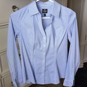 Express The Essential collared shirt- Blue/Leopard